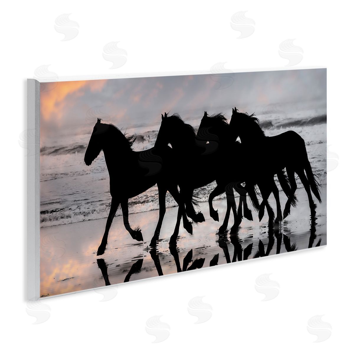 PH Burchett Wild Horses Sunset Beach Silhouettes Galloping Animals
