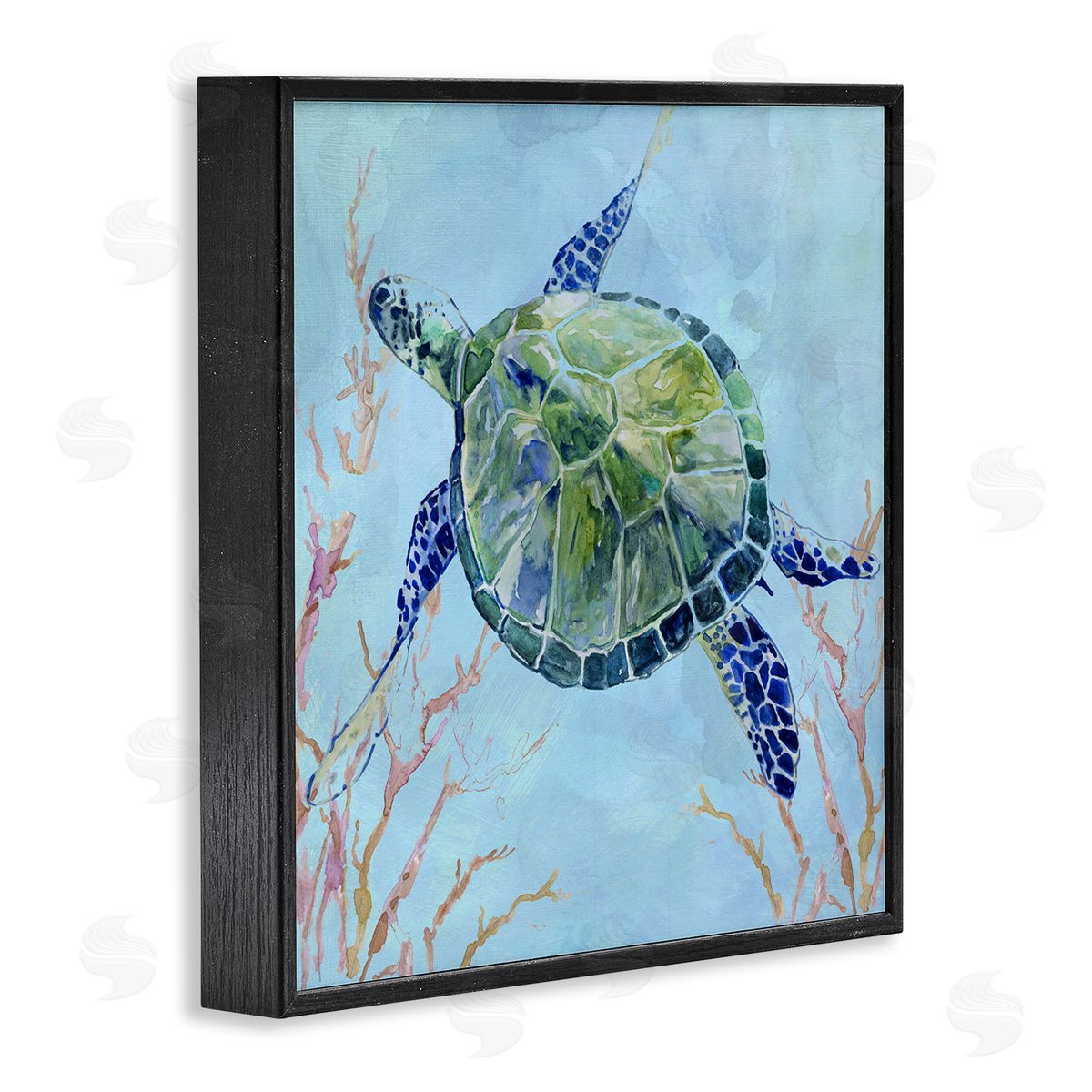 Carol Robinson Deep Sea Aquatic Tortoise Orange Kelp Water Turtle Black Framed Glicee Wall Art Print