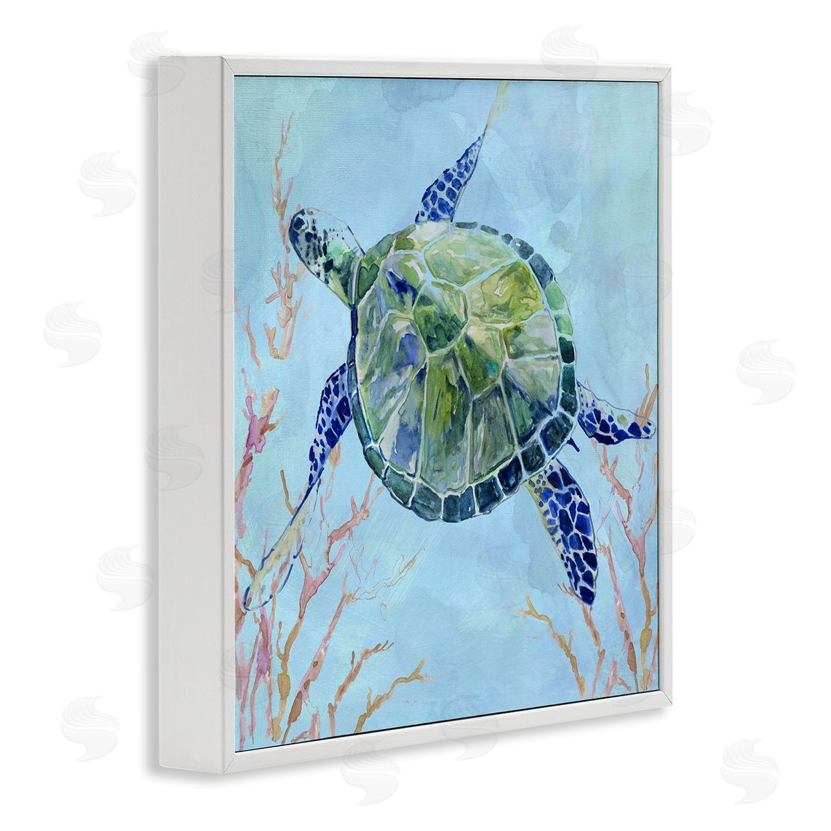 Carol Robinson Deep Sea Aquatic Tortoise Orange Kelp Water Turtle White Framed Glicee Wall Art Print