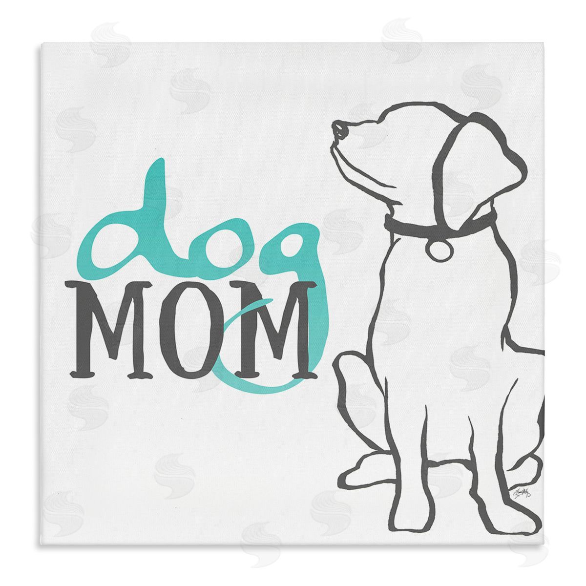 Elizabeth Medley Dog Mom Phrase Sitting Pet Labrador with Collar Stretched Canvas Wall Art Print