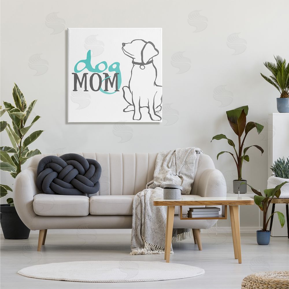 Elizabeth Medley Dog Mom Phrase Sitting Pet Labrador with Collar Canvas Wall Art in Room