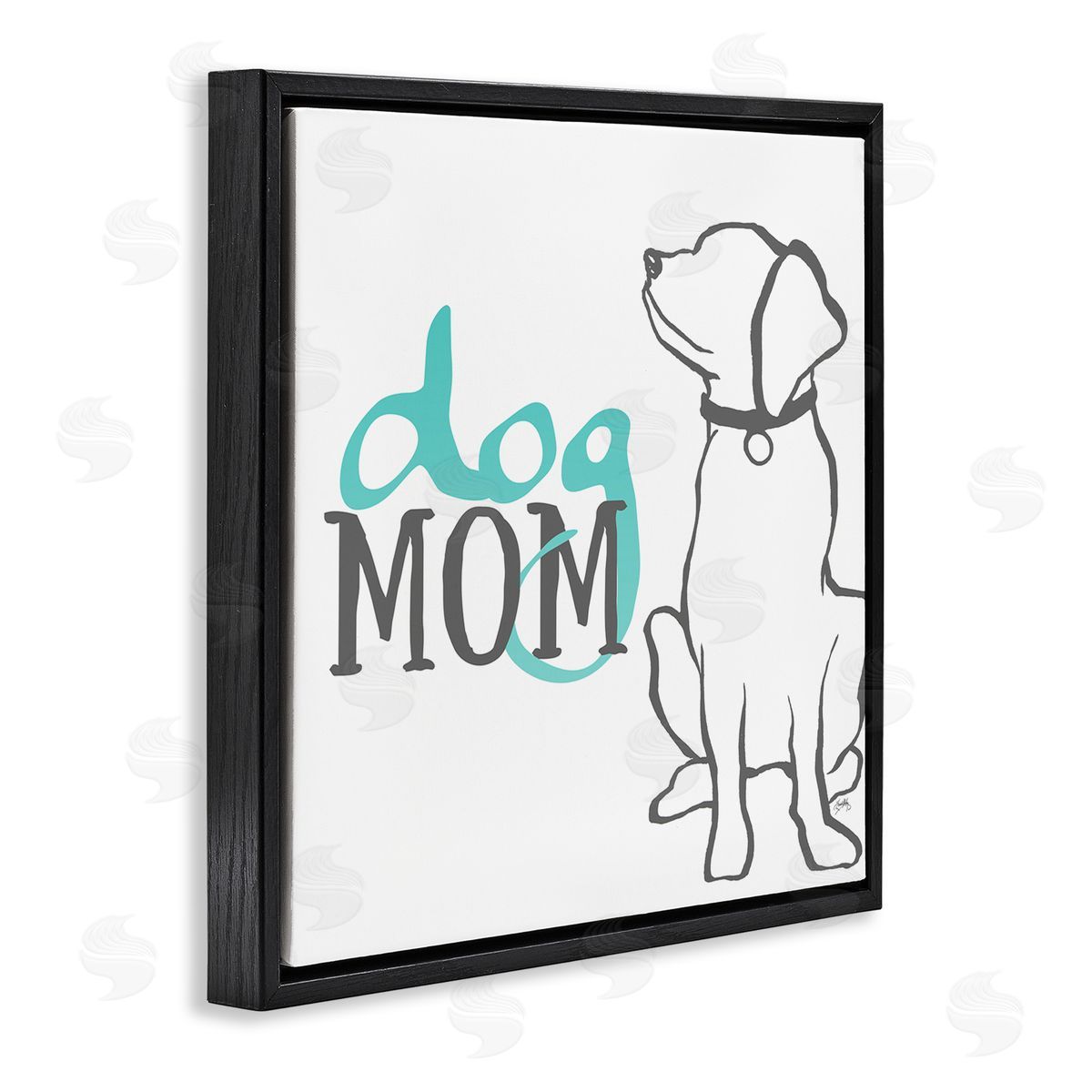 Elizabeth Medley Dog Mom Phrase Sitting Pet Labrador with Collar Black Floating Frame Canvas Wall Art Print