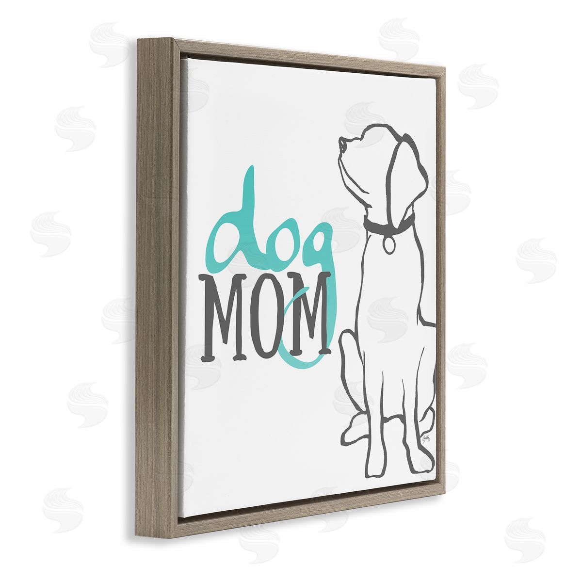 Elizabeth Medley Dog Mom Phrase Sitting Pet Labrador with Collar Brown Floating Frame Canvas Wall Art Print