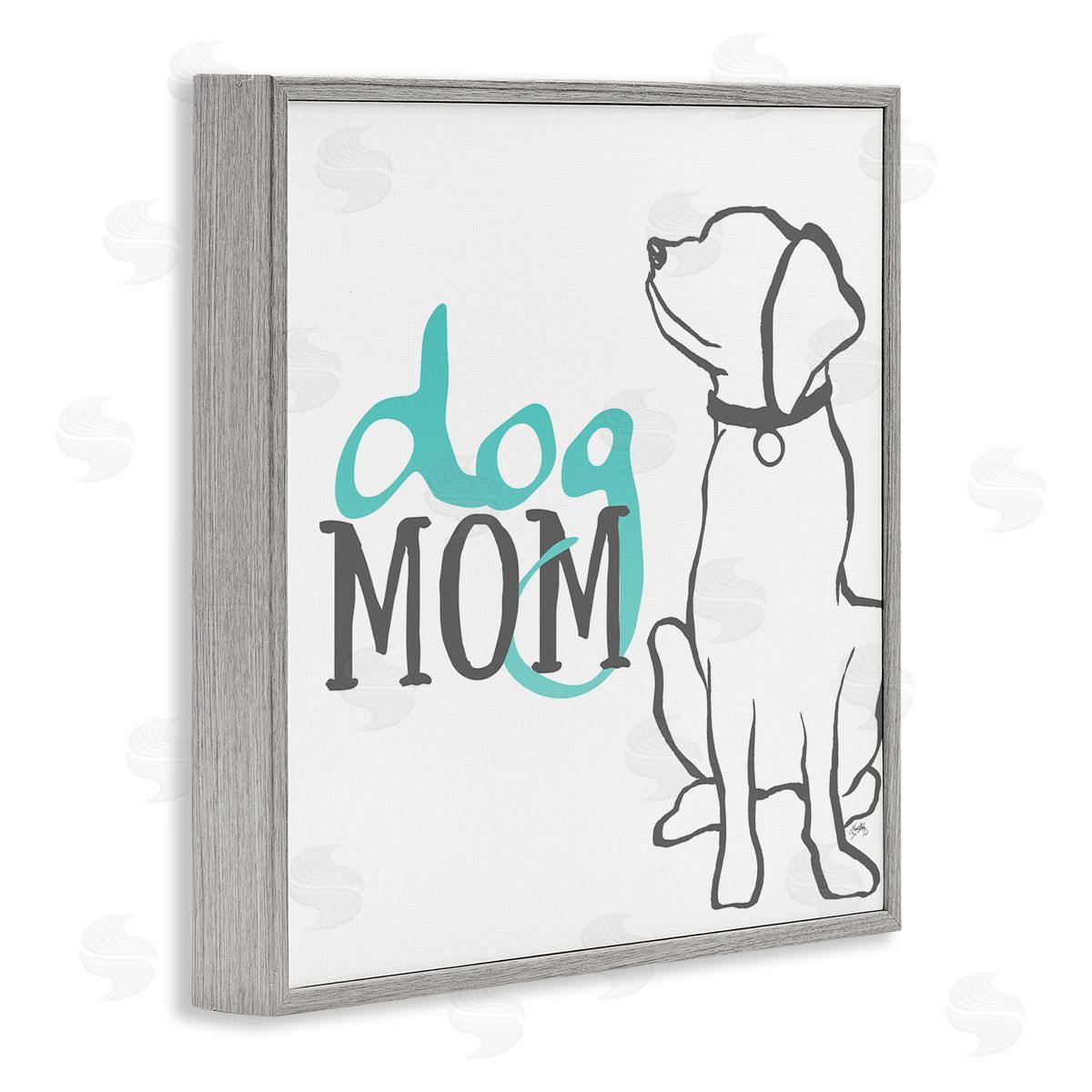 Elizabeth Medley Dog Mom Phrase Sitting Pet Labrador with Collar Gray Framed Glicee Wall Art Print