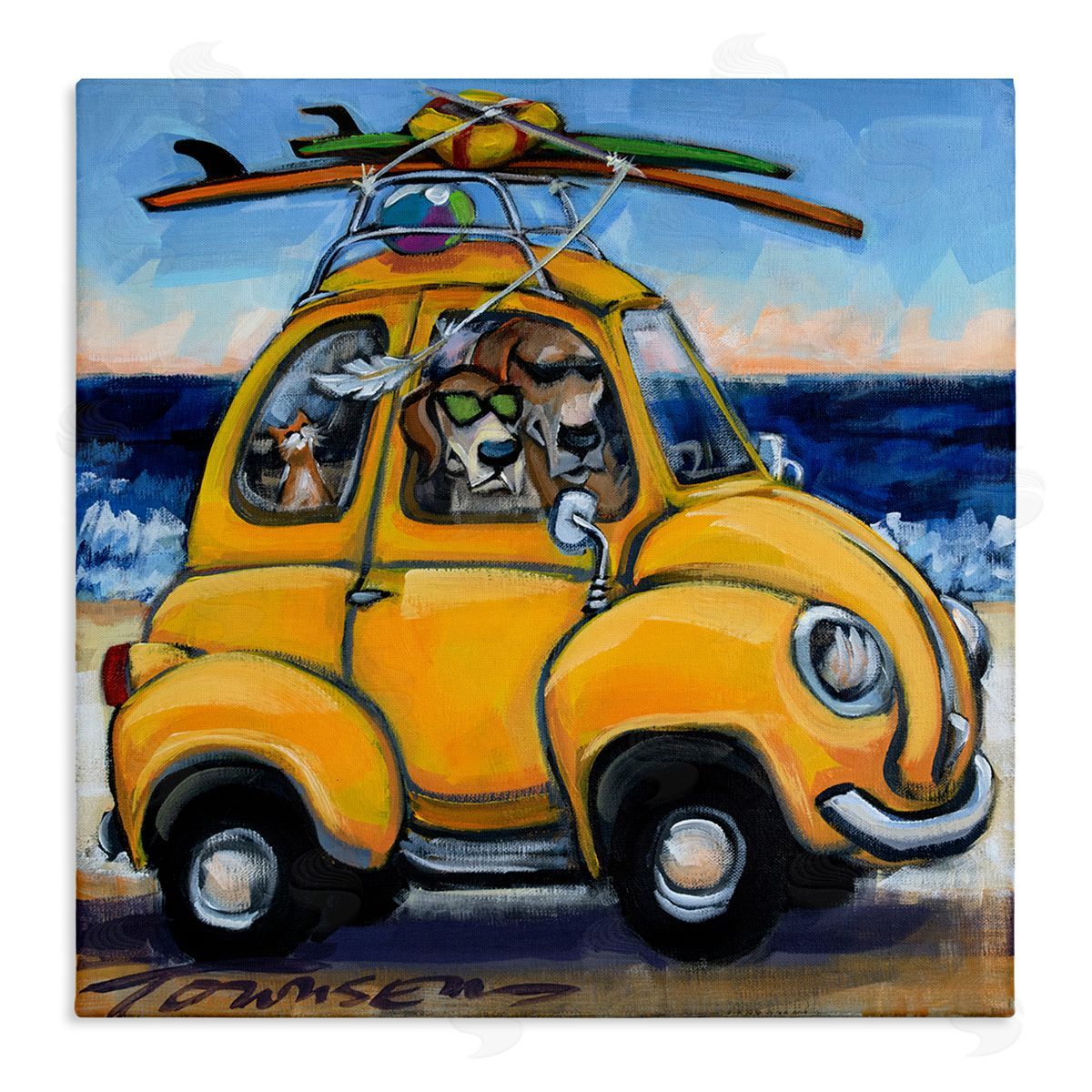 Groovy Pet Beach Buggy Canvas Wall Art, Home Decor by CR Townsend