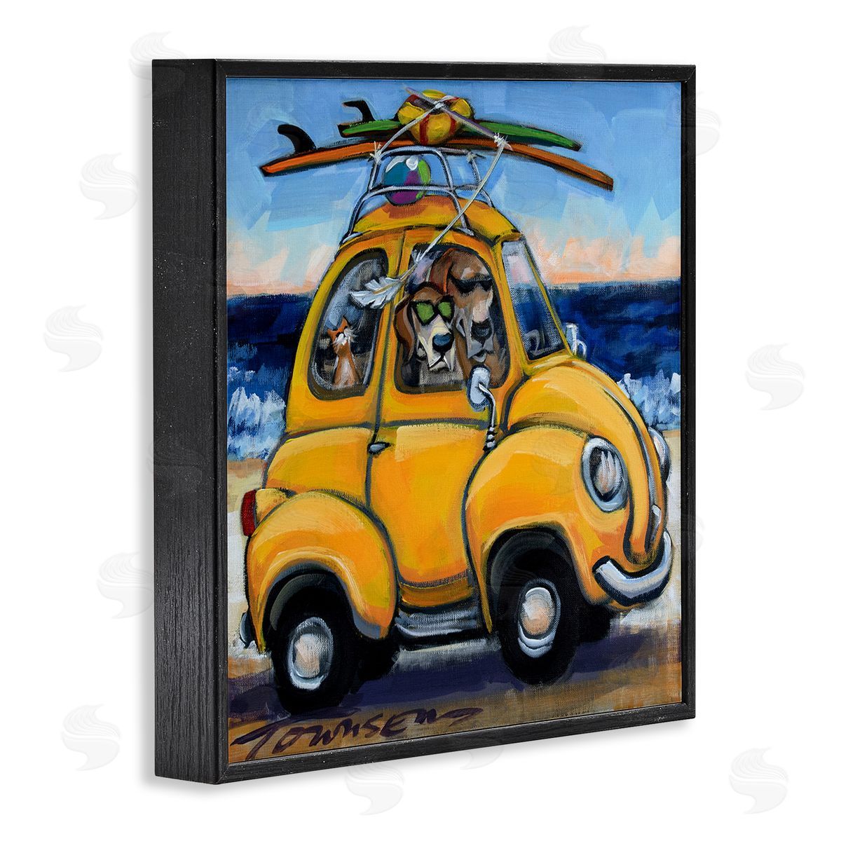 Groovy Pet Beach Buggy Black Frame Print Wall Art, Home Decor by CR Townsend