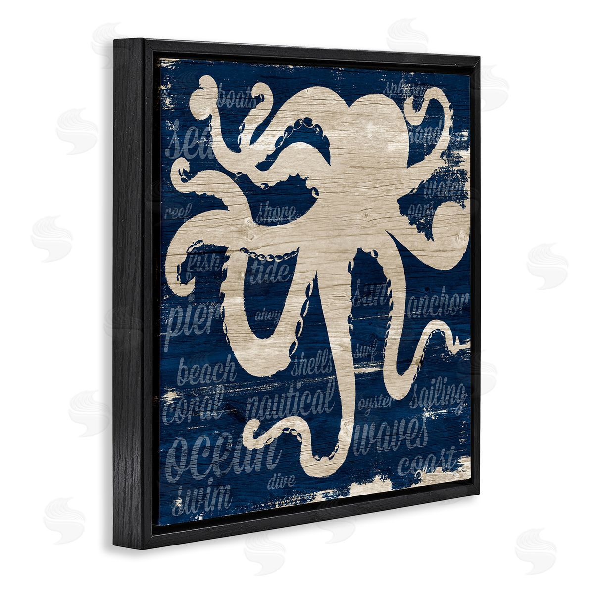 Gina Ritter Nautical Rustic Octopus Aquatic Animal Beach Fun Phrases Black Floating Frame Canvas Wall Art Print