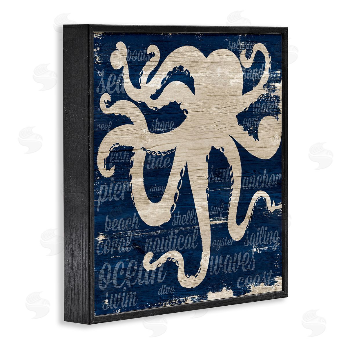 Gina Ritter Nautical Rustic Octopus Aquatic Animal Beach Fun Phrases Black Framed Glicee Wall Art Print