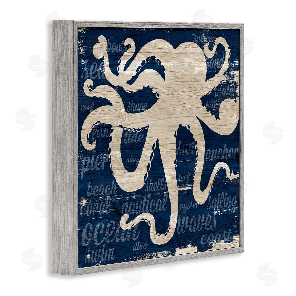 Gina Ritter Nautical Rustic Octopus Aquatic Animal Beach Fun Phrases Gray Framed Glicee Wall Art Print