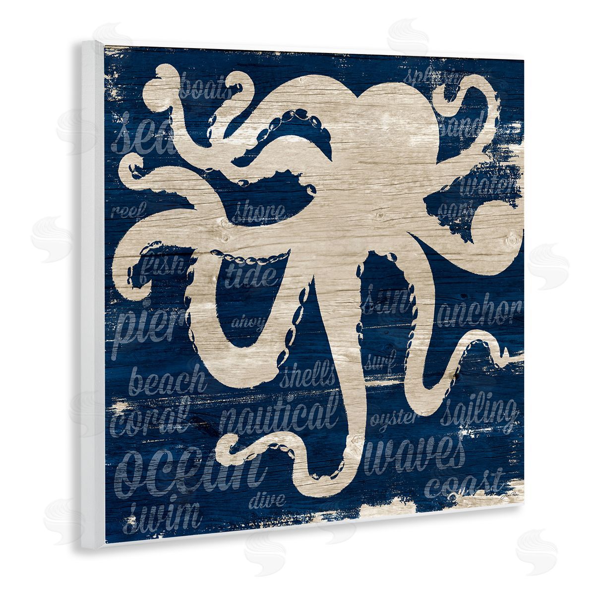 Gina Ritter Nautical Rustic Octopus Aquatic Animal Beach Fun Phrases Wooden Wall Plaque Art Print