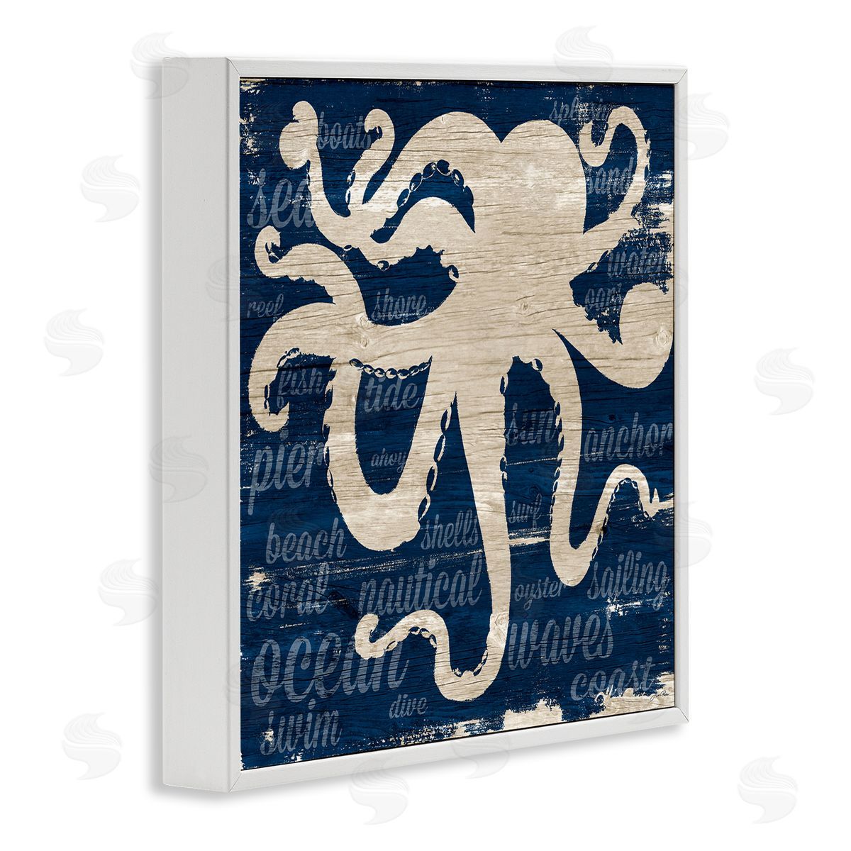 Gina Ritter Nautical Rustic Octopus Aquatic Animal Beach Fun Phrases White Framed Glicee Wall Art Print