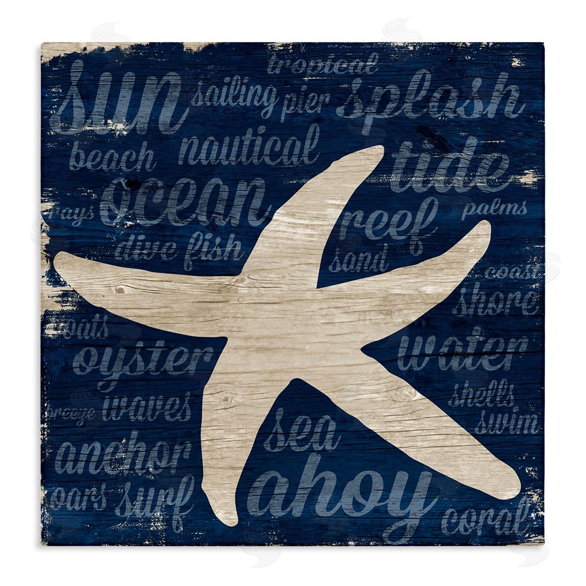 Gina Ritter Rustic Beach Starfish Aquatic Animal Fun Nautical Phrases Stretched Canvas Wall Art Print