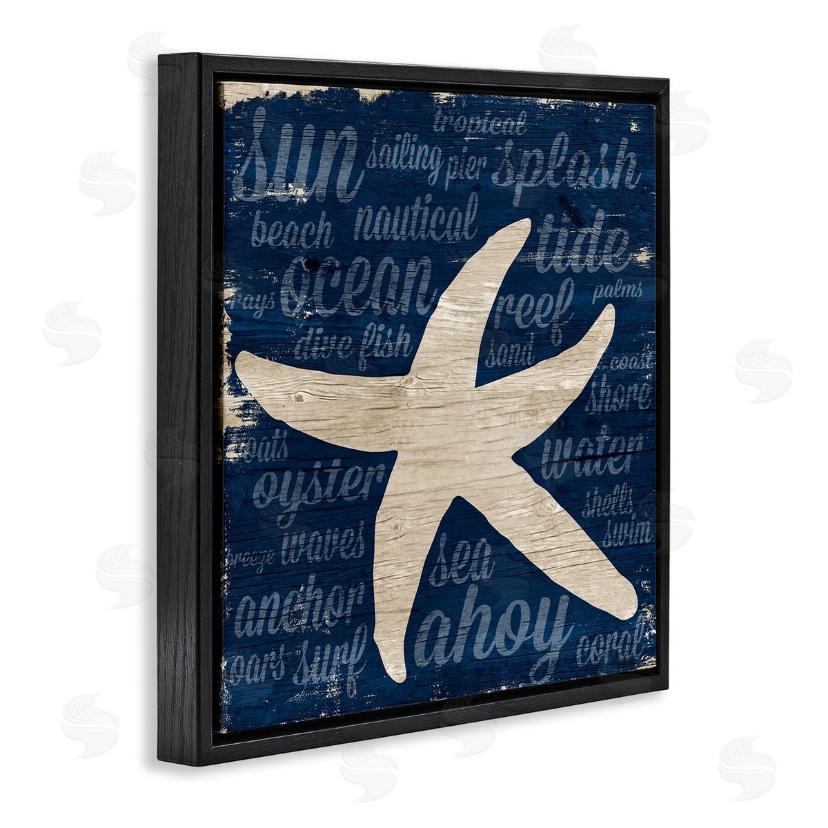 Gina Ritter Rustic Beach Starfish Aquatic Animal Fun Nautical Phrases Black Floating Frame Canvas Wall Art Print