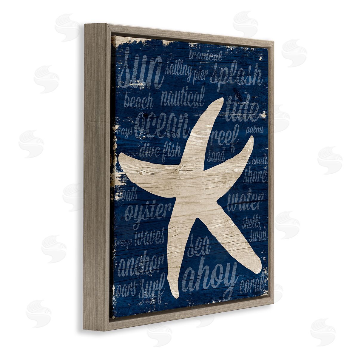 Gina Ritter Rustic Beach Starfish Aquatic Animal Fun Nautical Phrases Brown Floating Frame Canvas Wall Art Print