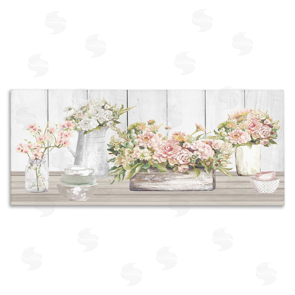 Farm Table Bouquet Still Life Canvas Wall Art, Home Decor by Patricia Pinto