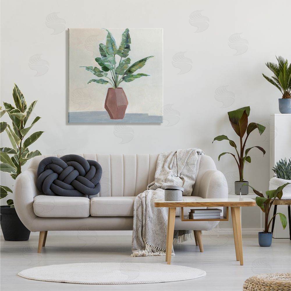 Sally Swatland Birds of Paradise Indoor Plant Still Life Painting Canvas Wall Art in Room