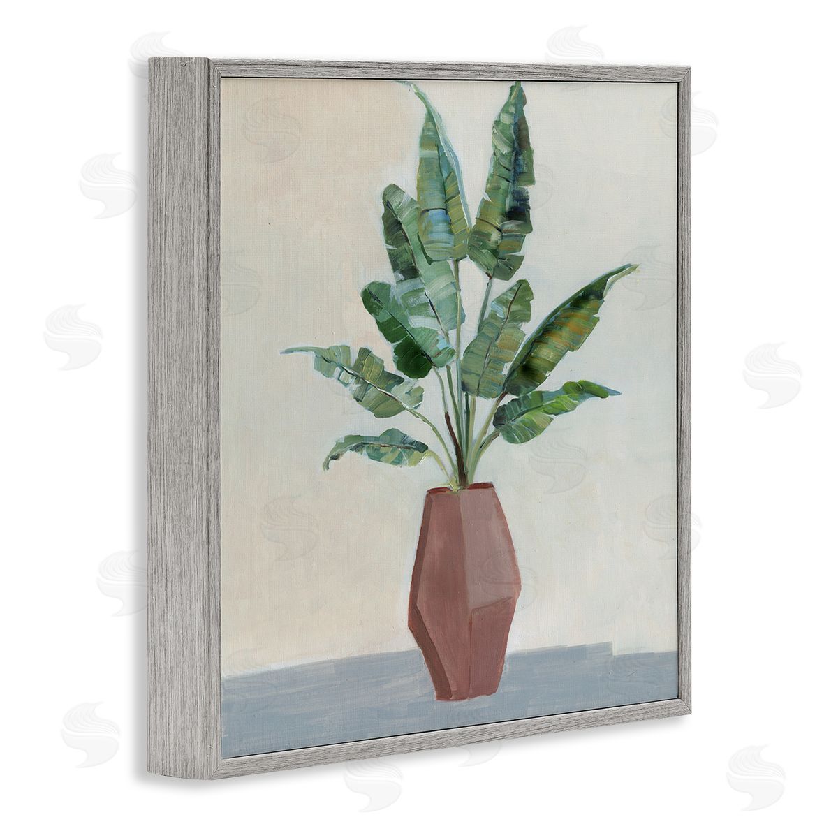 Sally Swatland Birds of Paradise Indoor Plant Still Life Painting Gray Framed Glicee Wall Art Print