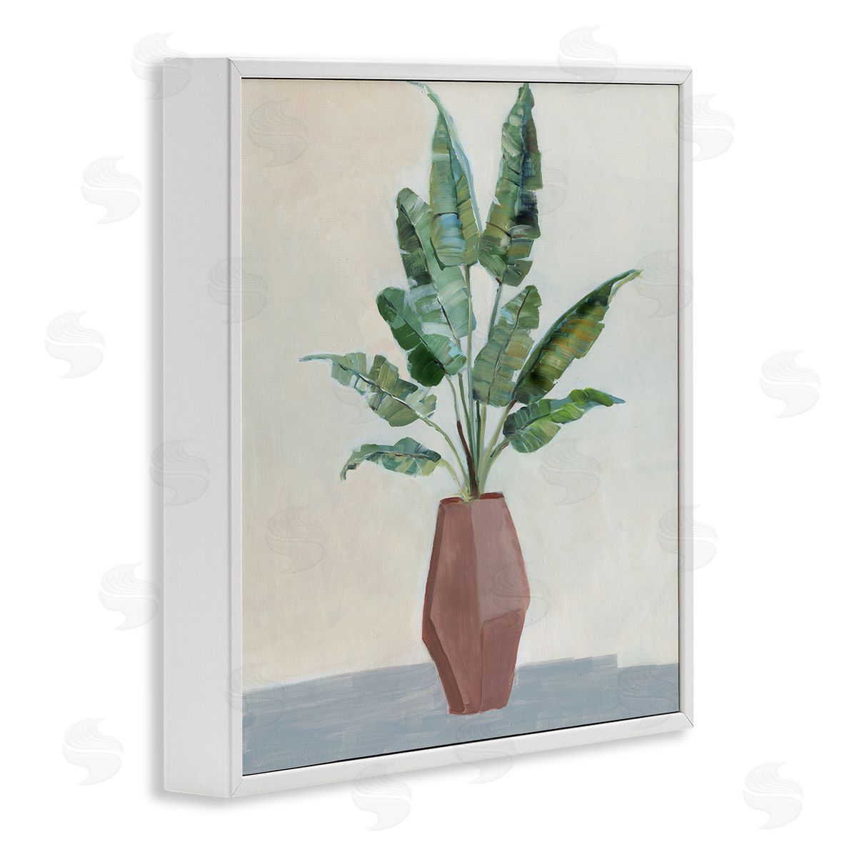 Sally Swatland Birds of Paradise Indoor Plant Still Life Painting White Framed Glicee Wall Art Print
