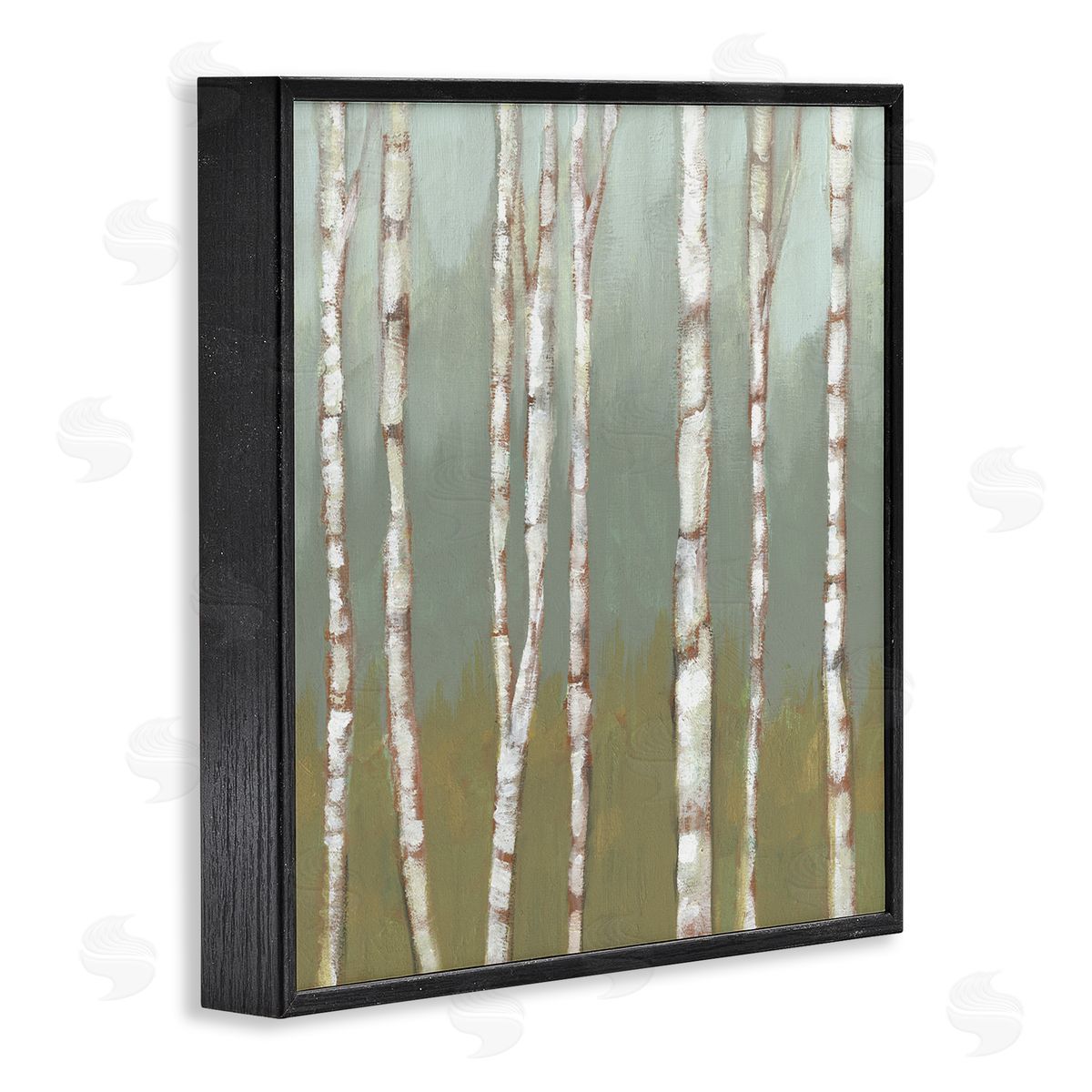 Jennifer Goldberger Contemporary Birch Tree Forest Striped White Bark Painting Black Framed Glicee Wall Art Print