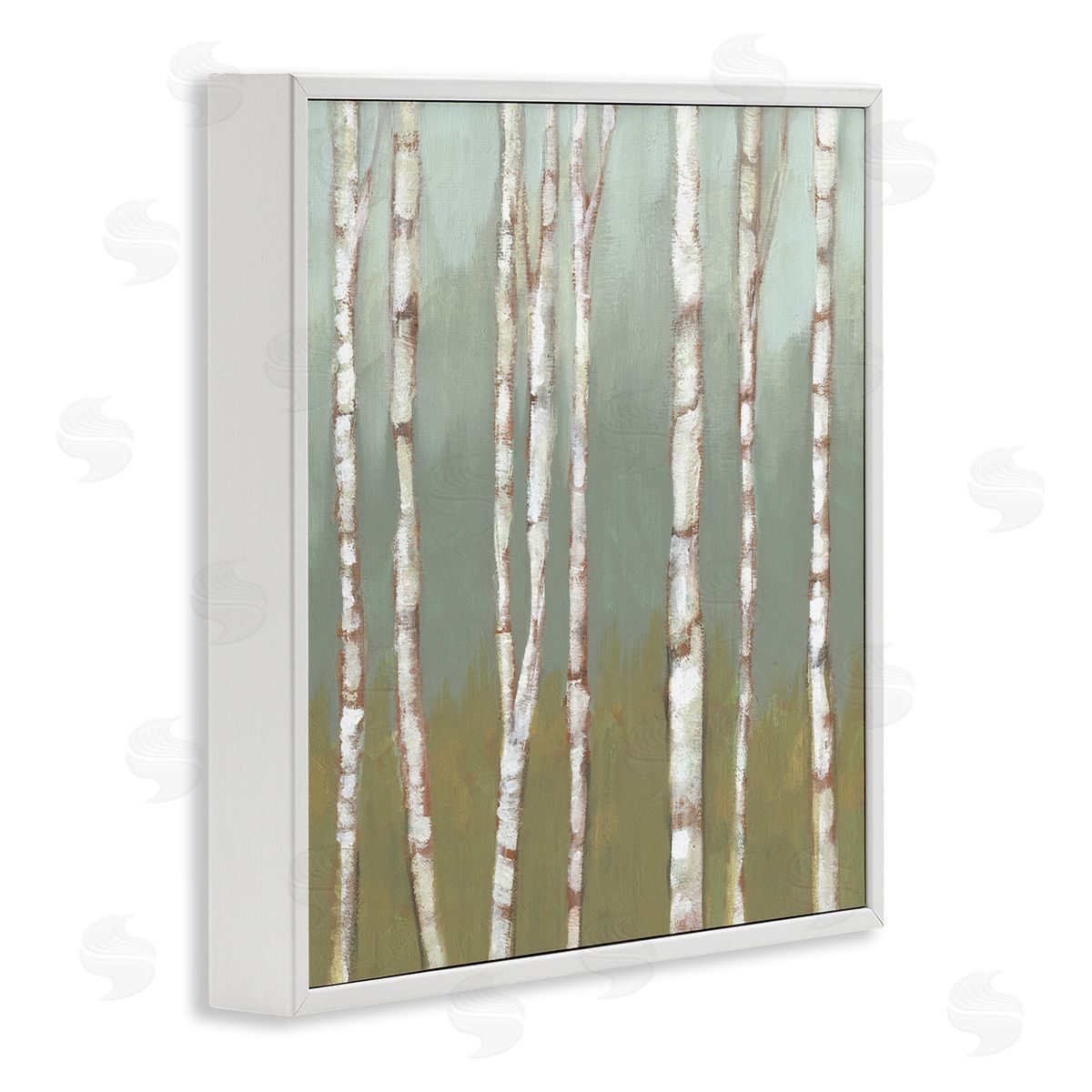 Jennifer Goldberger Contemporary Birch Tree Forest Striped White Bark Painting White Framed Glicee Wall Art Print