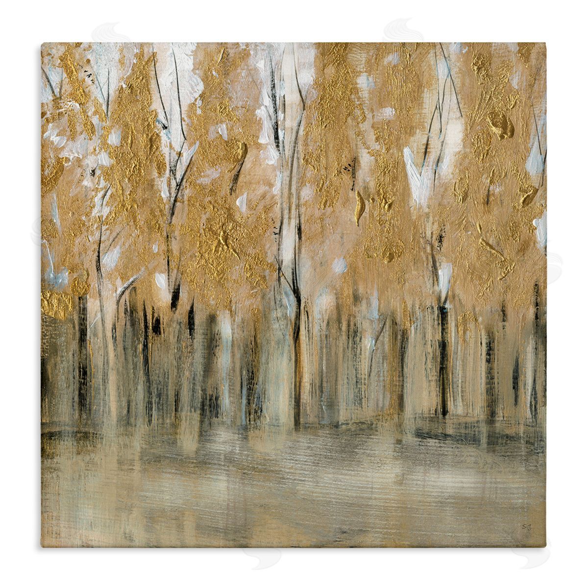 Susan Jill Rising Tree Forest Abstract Nature Landscape Brown Grey Stretched Canvas Wall Art Print
