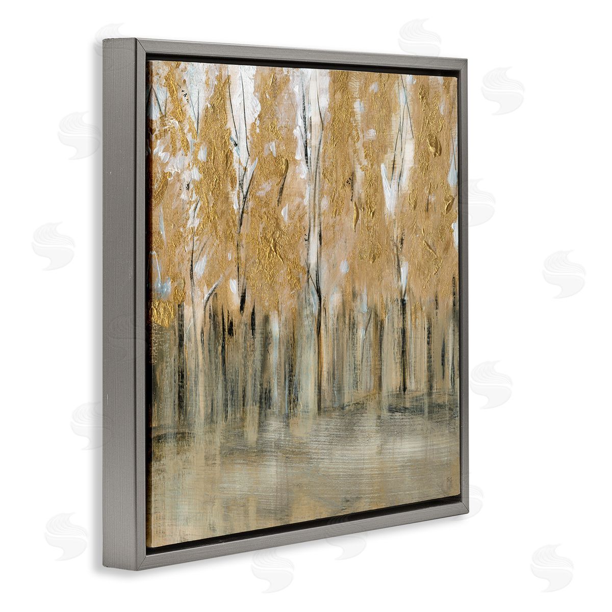 Susan Jill Rising Tree Forest Abstract Nature Landscape Brown Grey Gray Floating Frame Canvas Wall Art Print