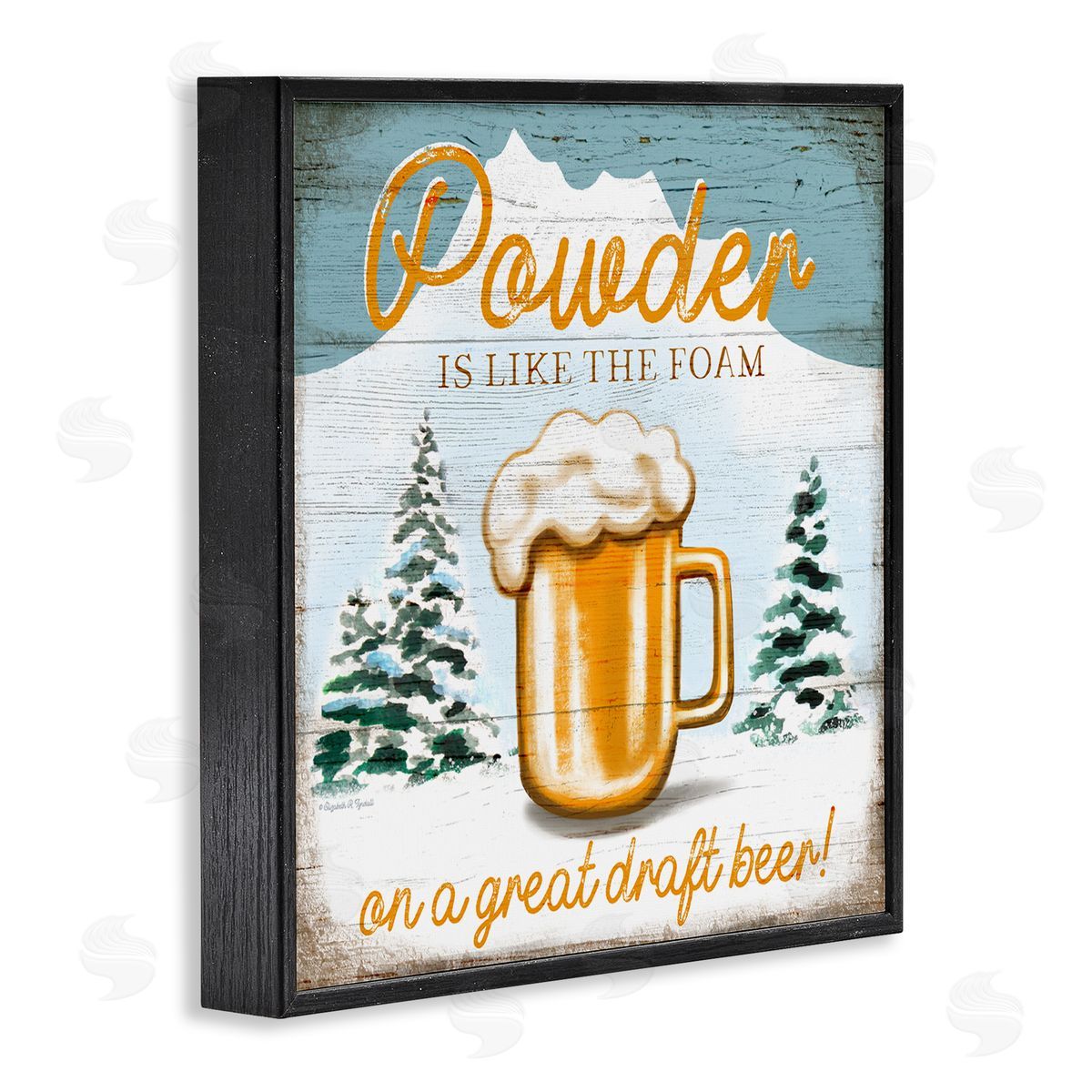 Elizabeth Tyndall Powder Like Foam Phrase Winter Mountain Beer Glass Black Framed Glicee Wall Art Print