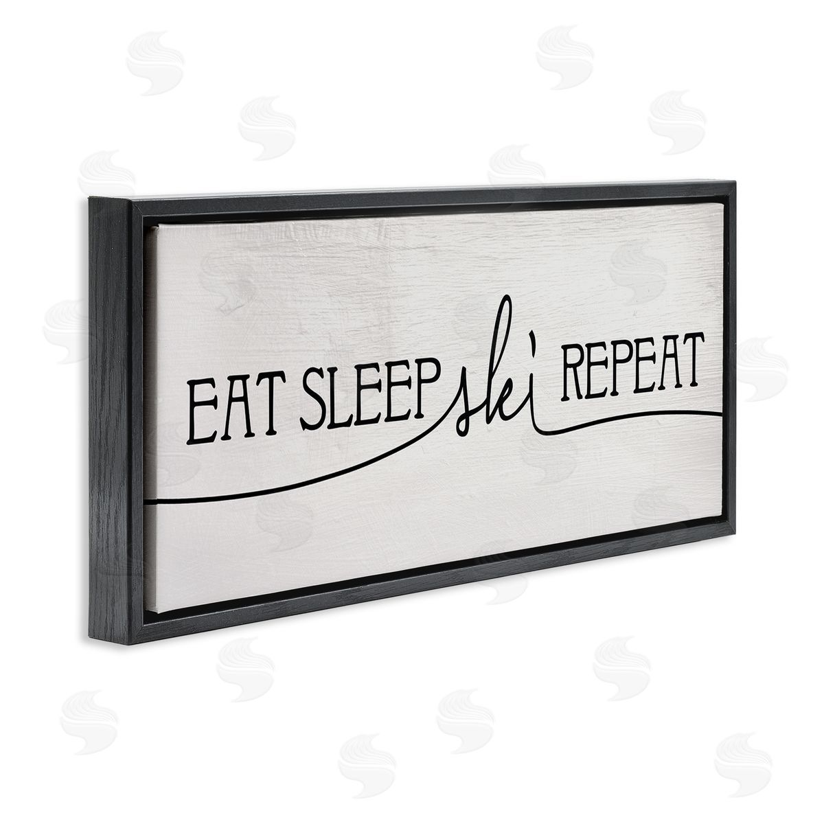 Eat Sleep Ski Repeat Phrase Black Floating Frame Canvas Wall Art, Home Decor by Stupell Studio