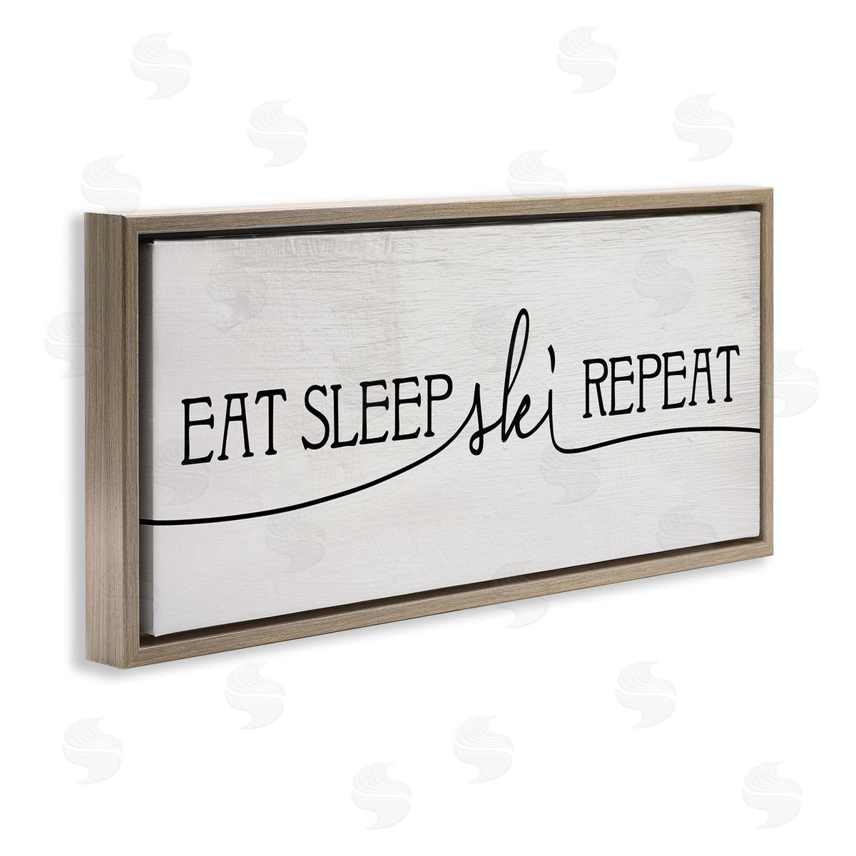 Eat Sleep Ski Repeat Phrase Brown Floating Frame Canvas Wall Art, Home Decor by Stupell Studio