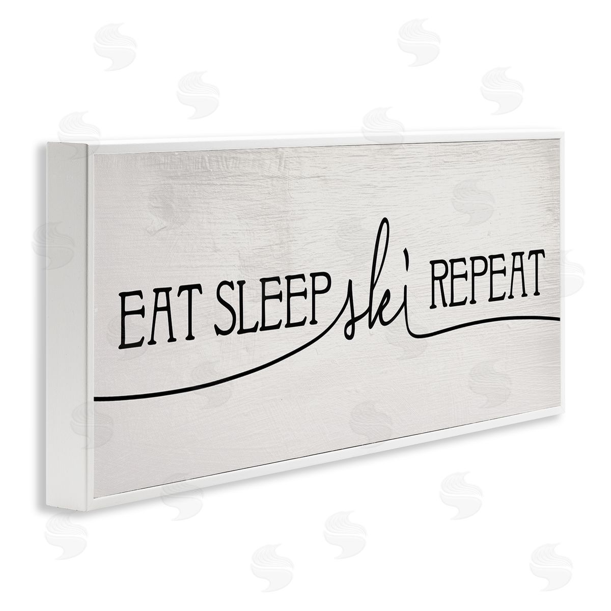 Eat Sleep Ski Repeat Phrase White Frame Print Wall Art, Home Decor by Stupell Studio