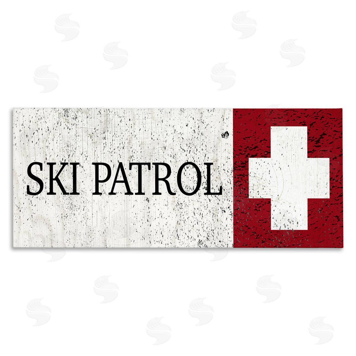 Valerie Wieners Distressed Ski Patrol Sign Rustic Grain Pattern