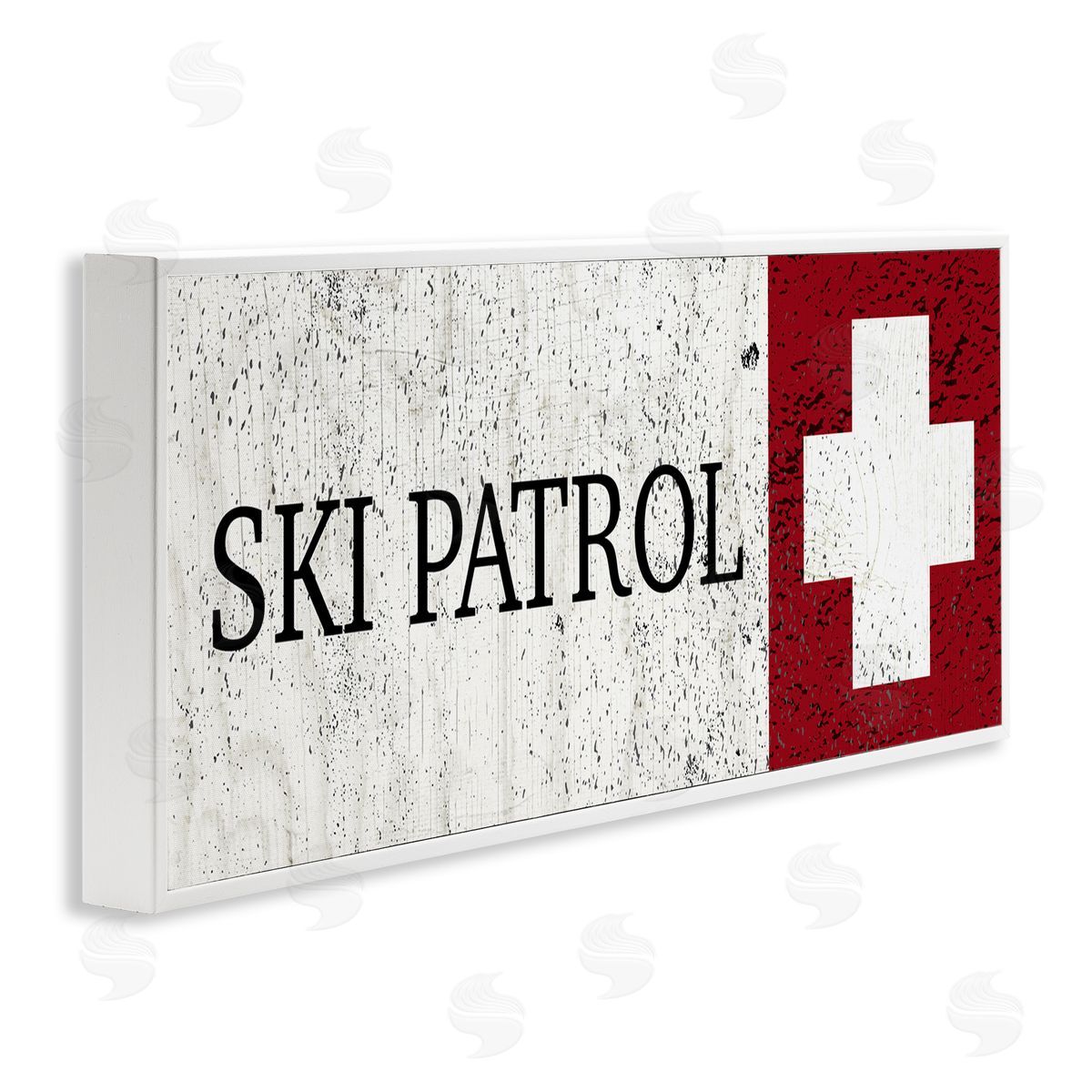 Valerie Wieners Distressed Ski Patrol Sign Rustic Grain Pattern