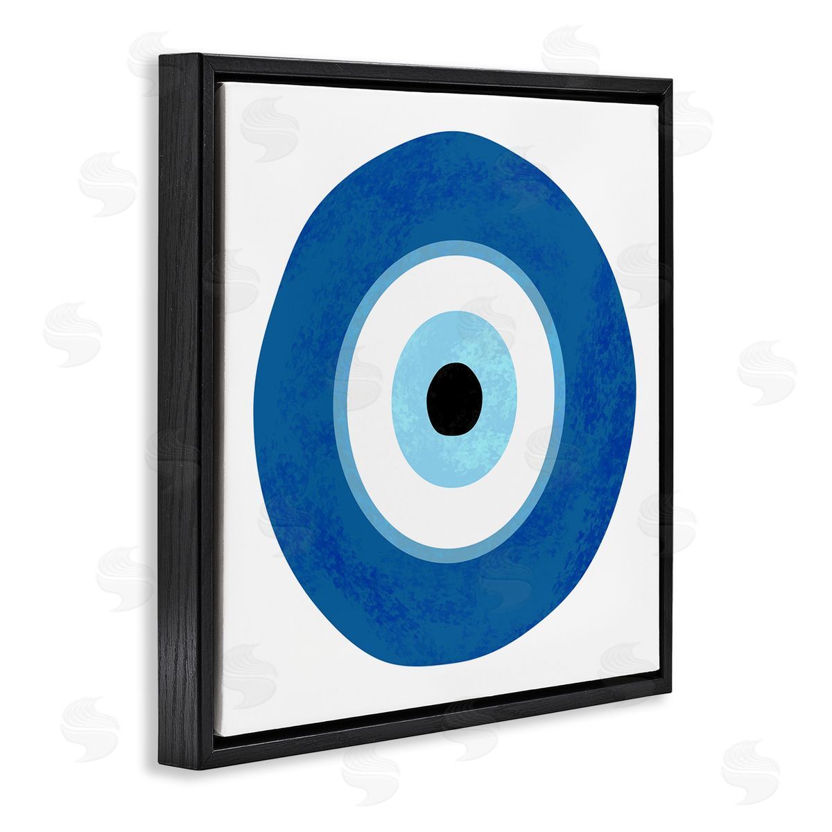Ziwei Li Eye Centric Bold Blue Abstract Circular Dominant Shapes Black Floating Frame Canvas Wall Art Print