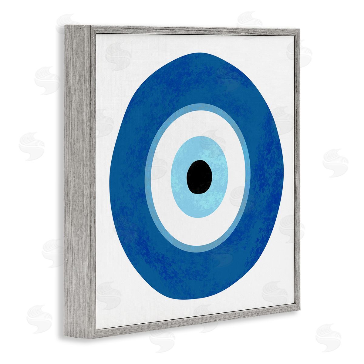 Ziwei Li Eye Centric Bold Blue Abstract Circular Dominant Shapes Gray Framed Glicee Wall Art Print