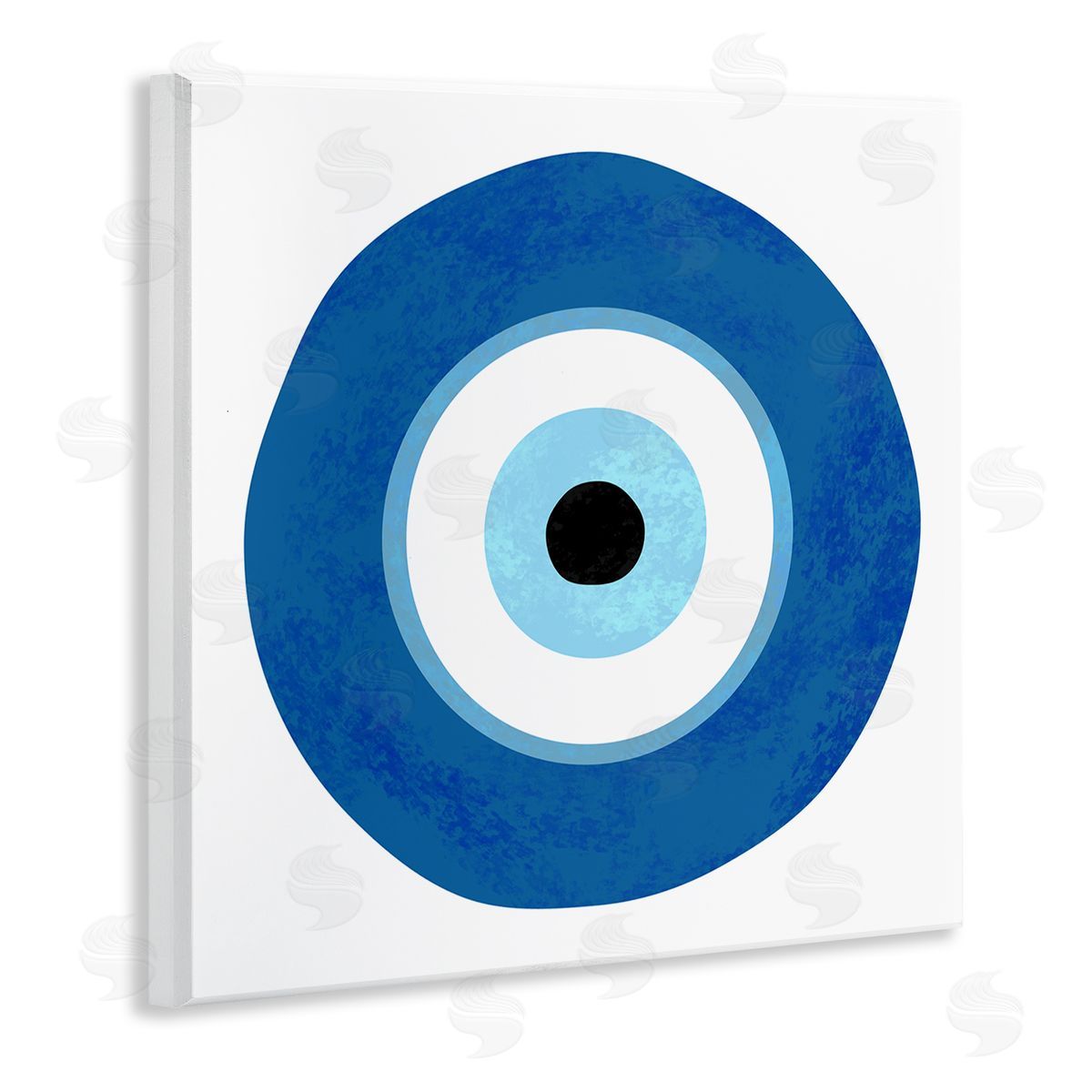 Ziwei Li Eye Centric Bold Blue Abstract Circular Dominant Shapes Wooden Wall Plaque Art Print