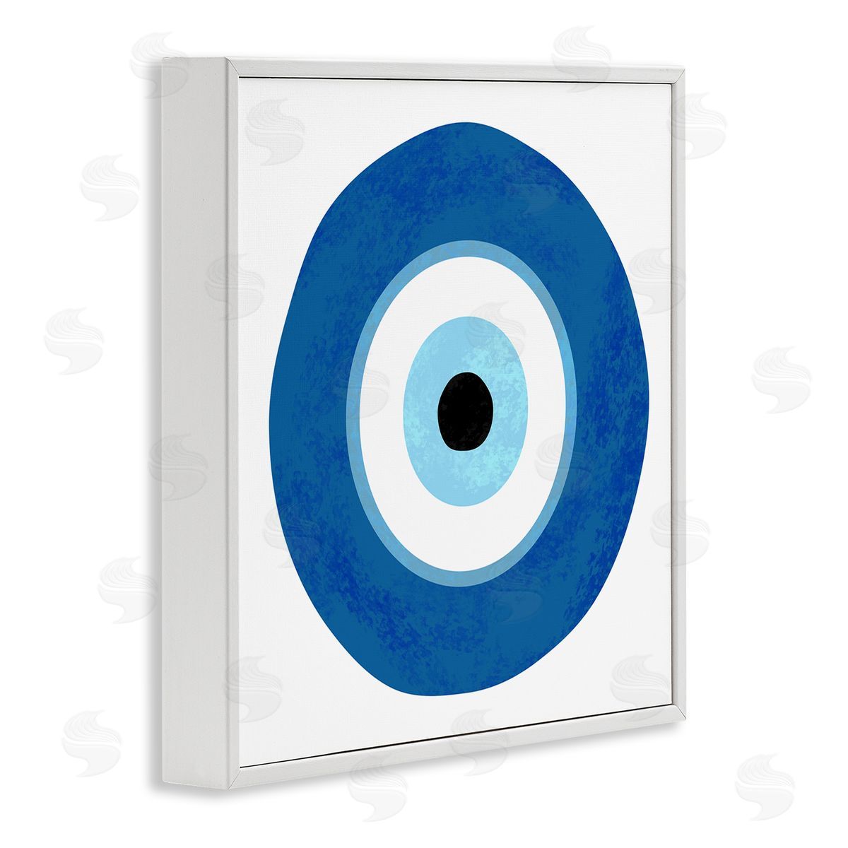 Ziwei Li Eye Centric Bold Blue Abstract Circular Dominant Shapes White Framed Glicee Wall Art Print