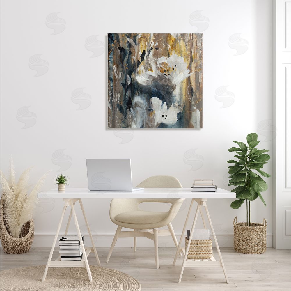 K. Nari Modern Abstract Botanical Painting Cascading Floral Petals Canvas Wall Art in Room
