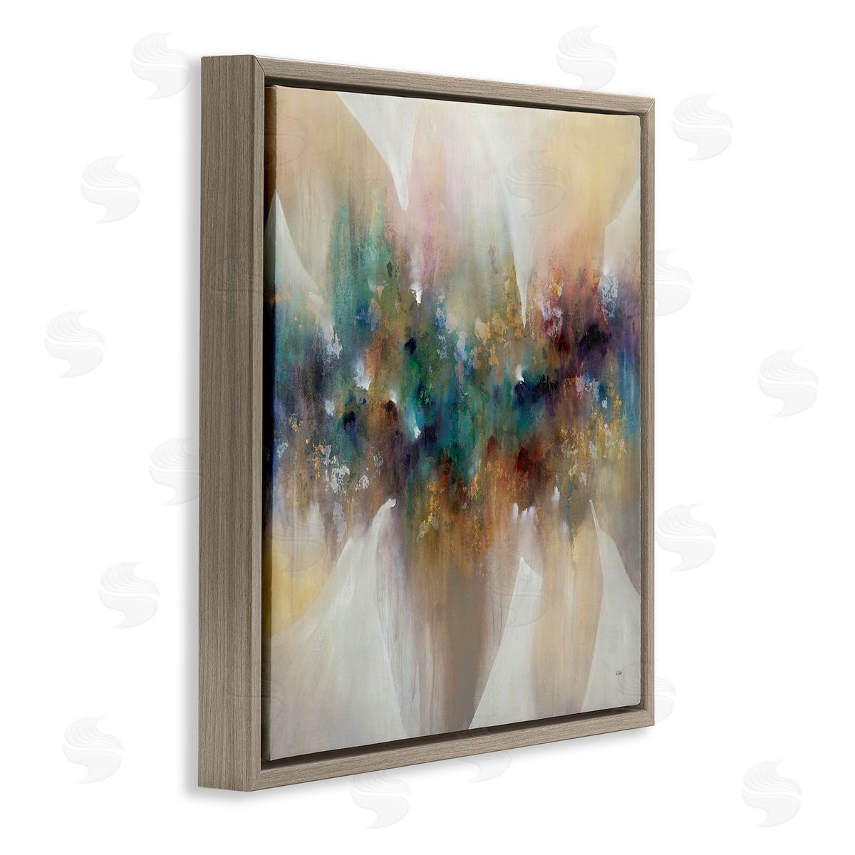 K. Nari Abstract Expressive Painting Modern Blue Green Purple Tones Brown Floating Frame Canvas Wall Art Print