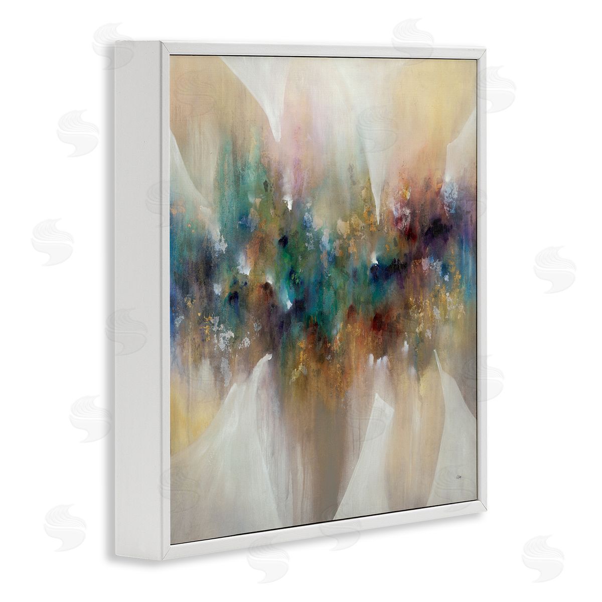 K. Nari Abstract Expressive Painting Modern Blue Green Purple Tones White Framed Glicee Wall Art Print