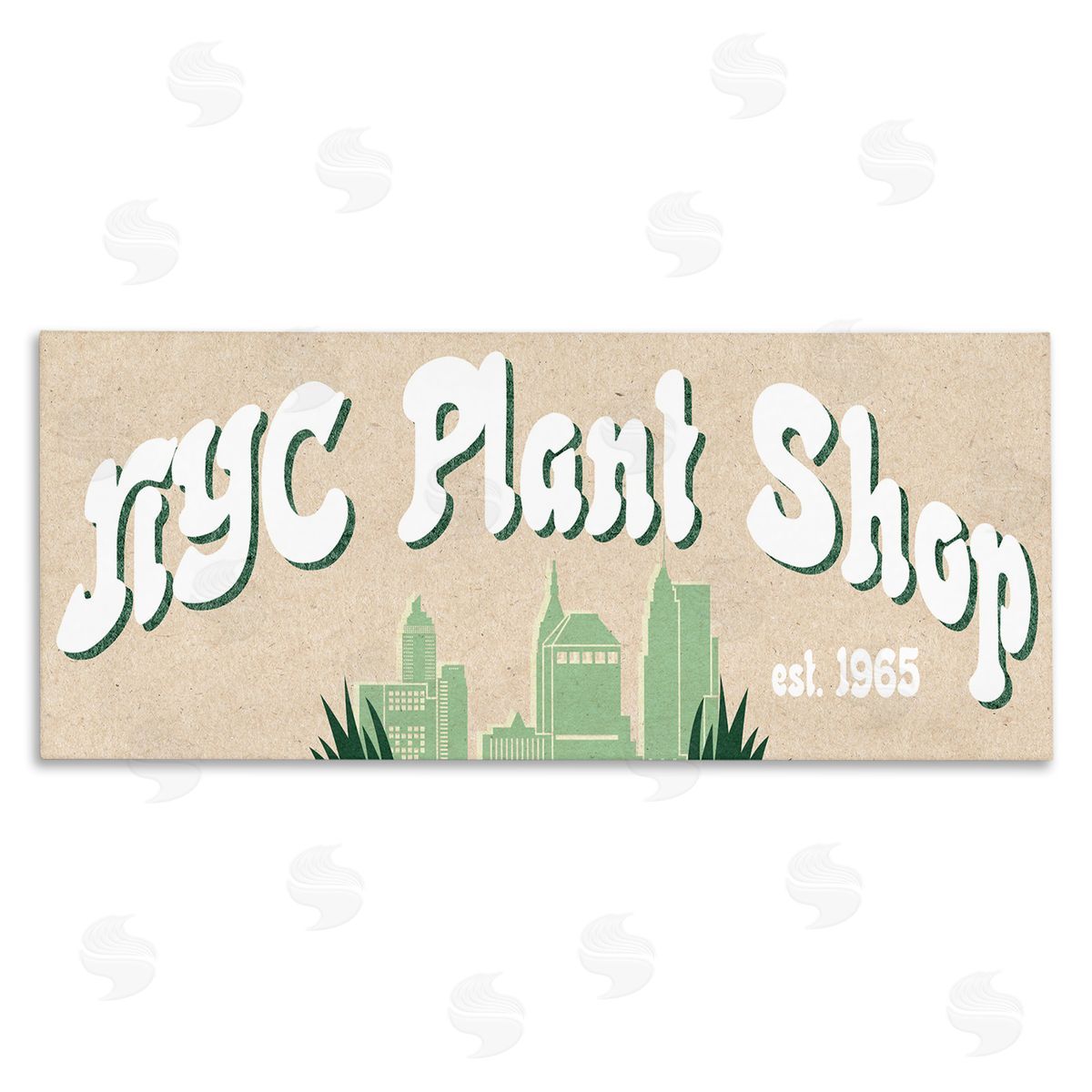 Stupell Studio NYC Plant Shop Green Grass Skyline Est. 1965