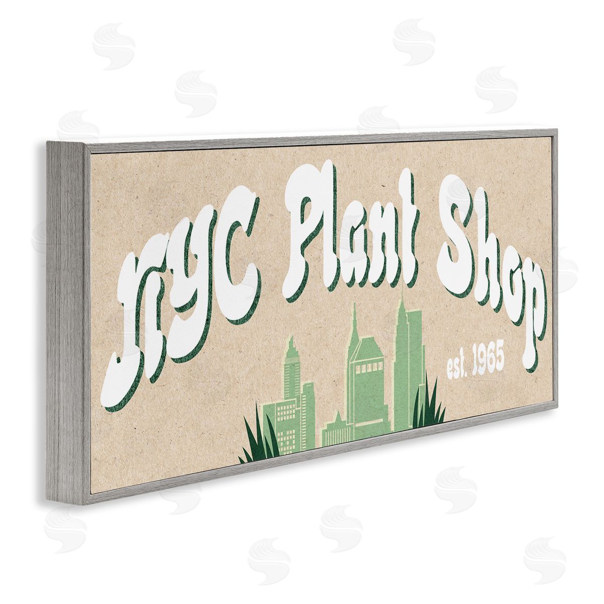 Stupell Studio NYC Plant Shop Green Grass Skyline Est. 1965