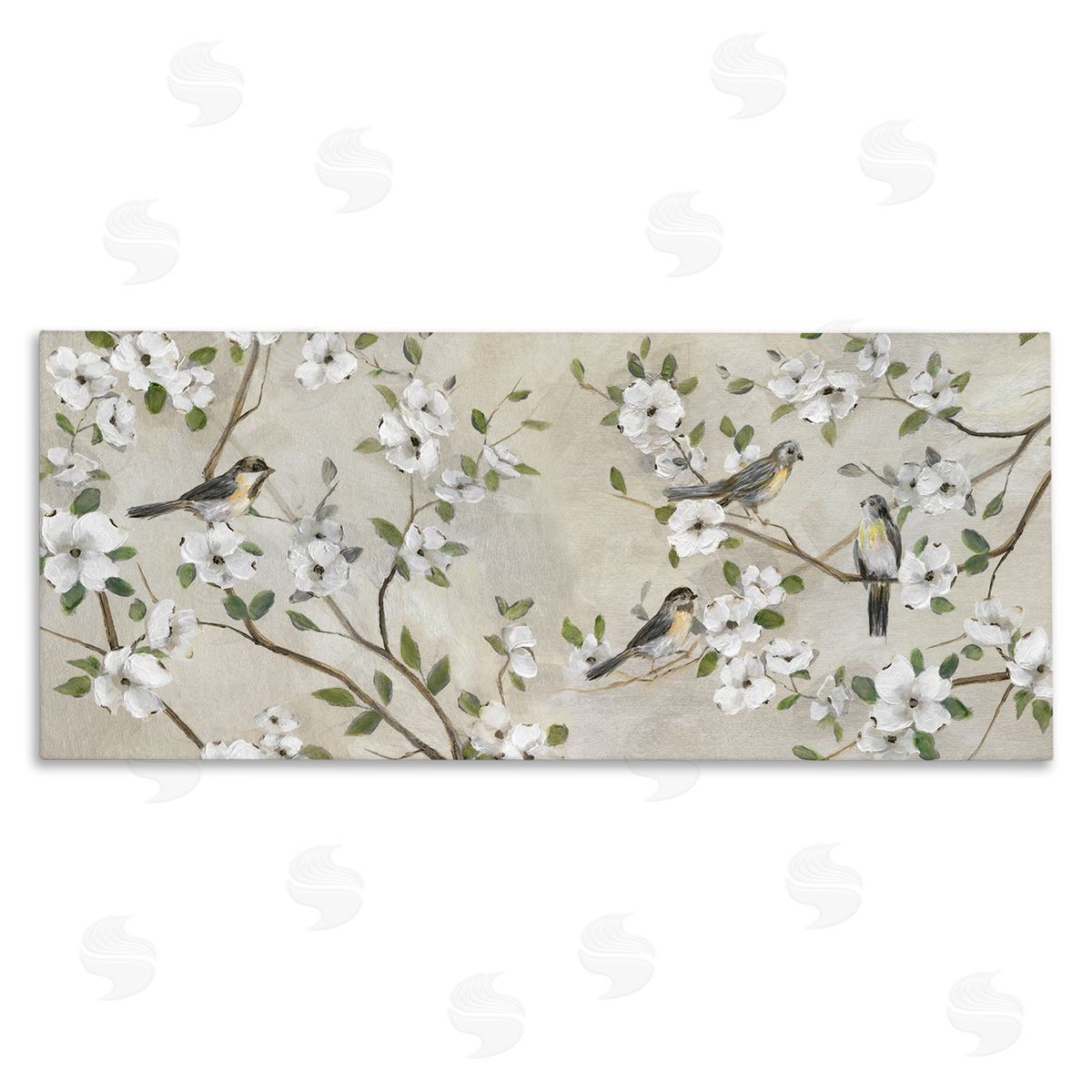 Nan Country Birds Soft White Floral Blossom Tree Branches