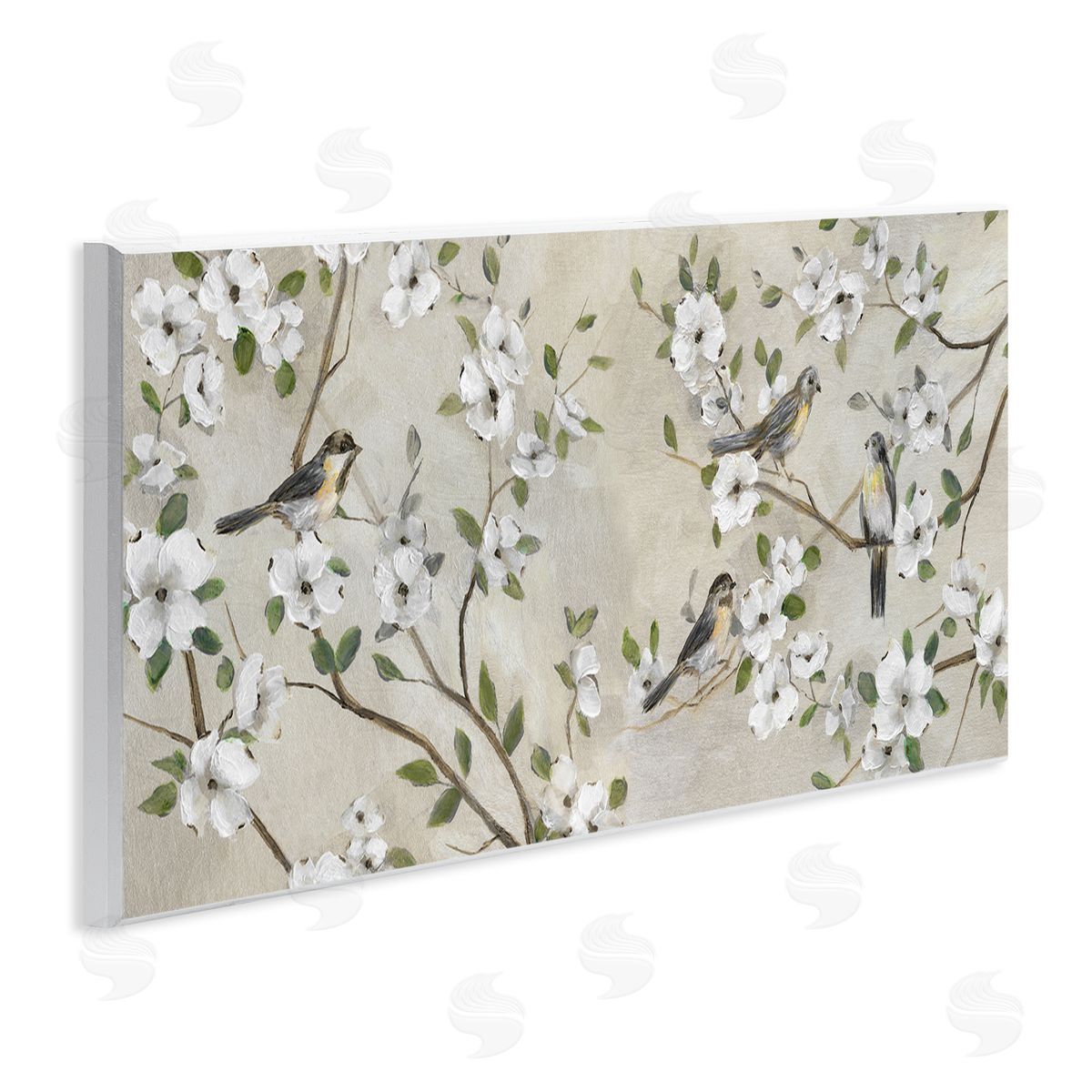 Nan Country Birds Soft White Floral Blossom Tree Branches