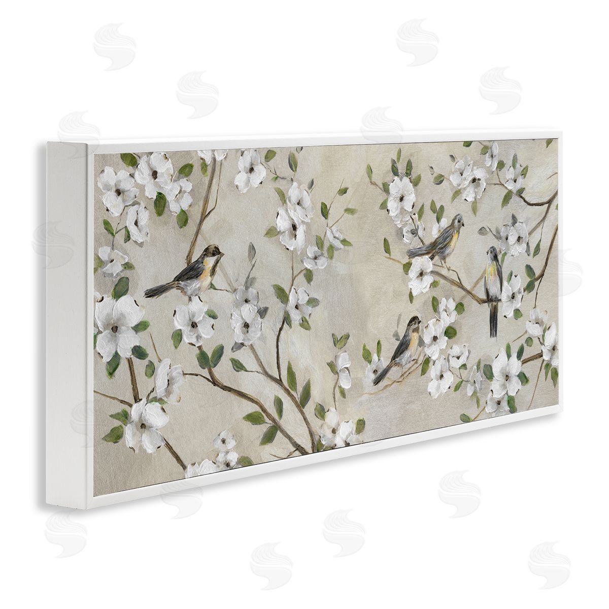 Nan Country Birds Soft White Floral Blossom Tree Branches