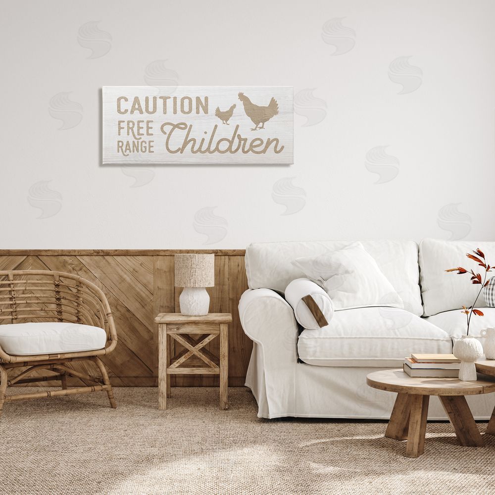 Stupell Studio Caution fr_sideee Range Children Sign Funny Farm Chickens