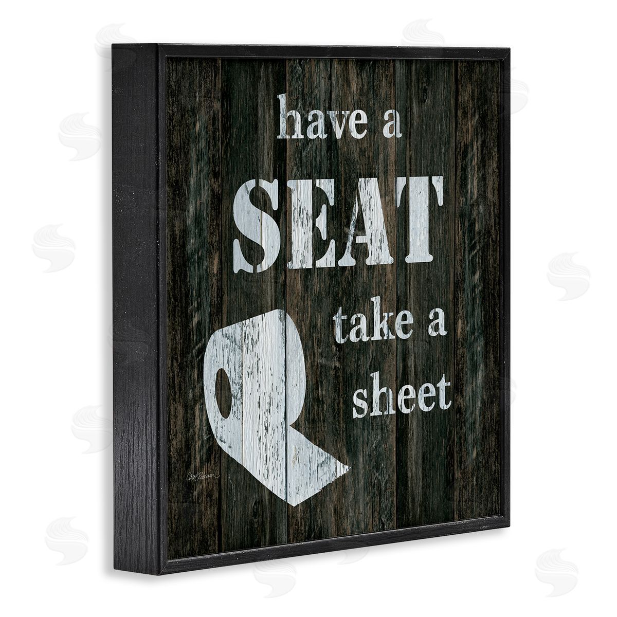 Carol Robinson Have a Seat Take A Sheet Rustic Bathroom Black Framed Glicee Wall Art Print