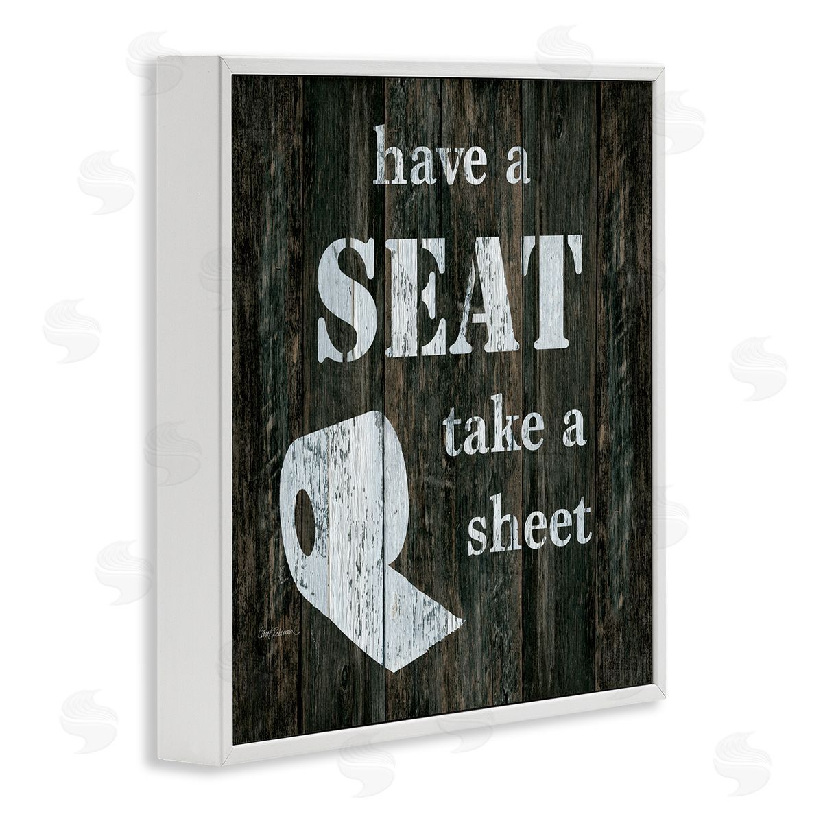 Carol Robinson Have a Seat Take A Sheet Rustic Bathroom White Framed Glicee Wall Art Print