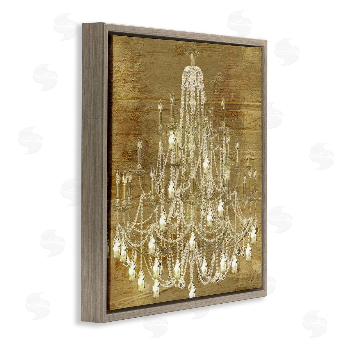 Vintage Glam Crystal Chandelier Brown Floating Frame Canvas Wall Art, Home Decor by Sophie 6