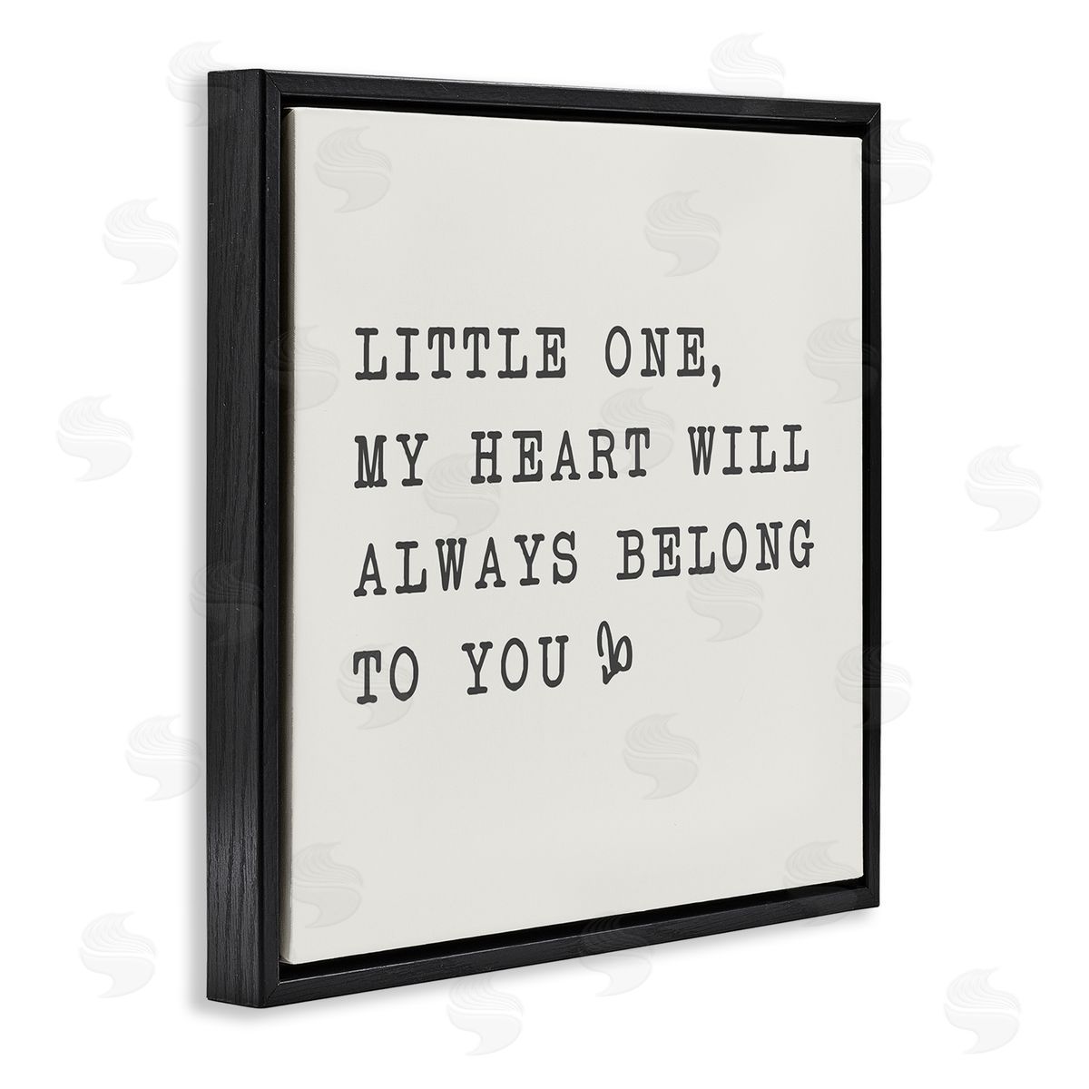 SD Graphics Studio Little One My Heart Belongs Phrase Family Motivational Black Floating Frame Canvas Wall Art Print