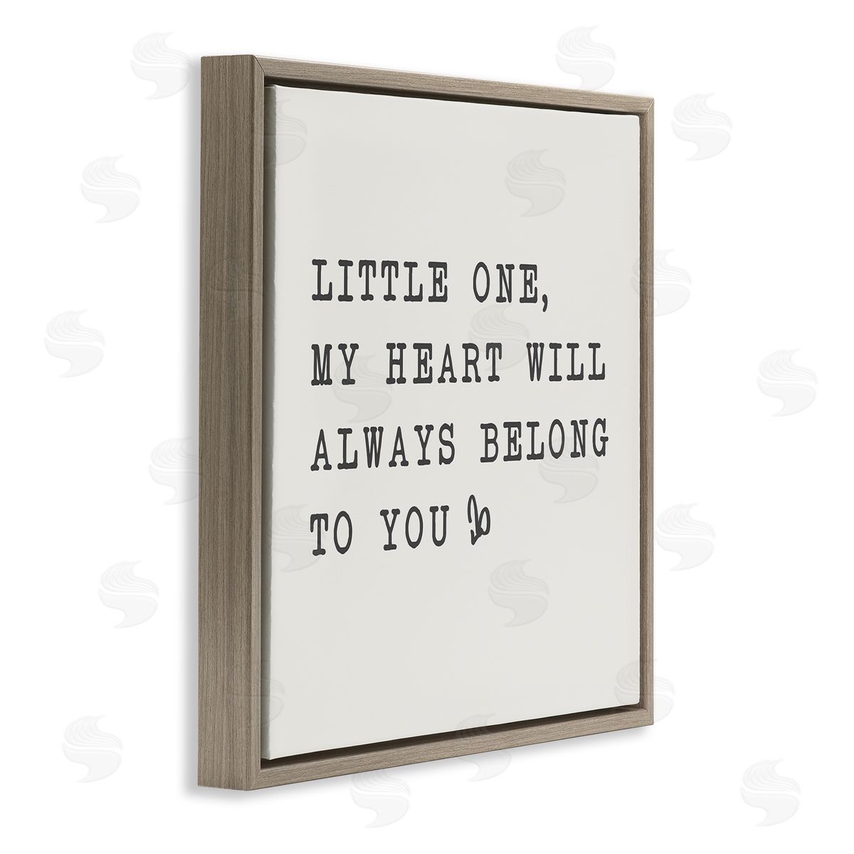 SD Graphics Studio Little One My Heart Belongs Phrase Family Motivational Brown Floating Frame Canvas Wall Art Print
